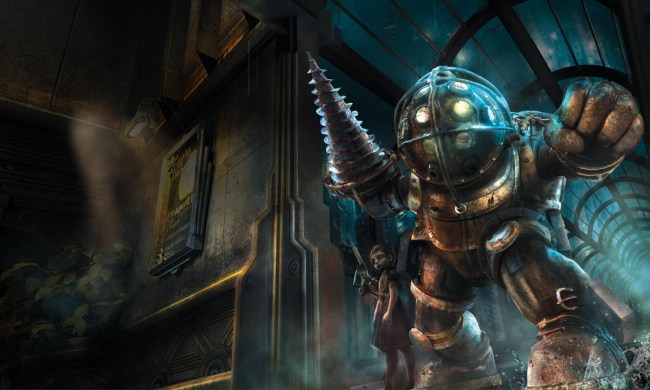 BioShock promo art featuring the menacing Big Daddy in their armored suit.