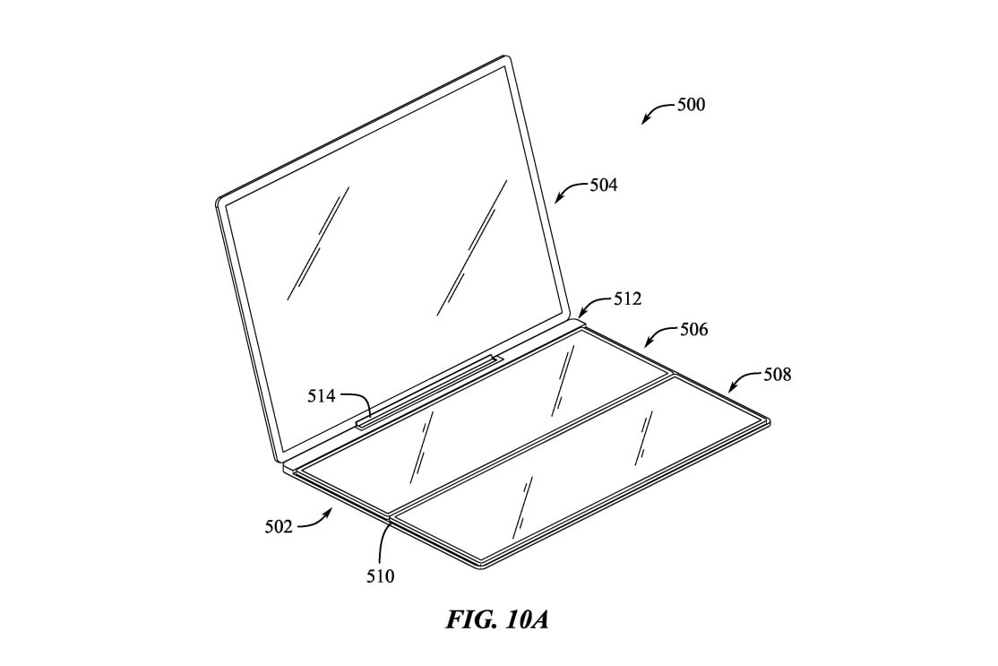 An Apple patent shows a modular MacBook laptop with three displays.