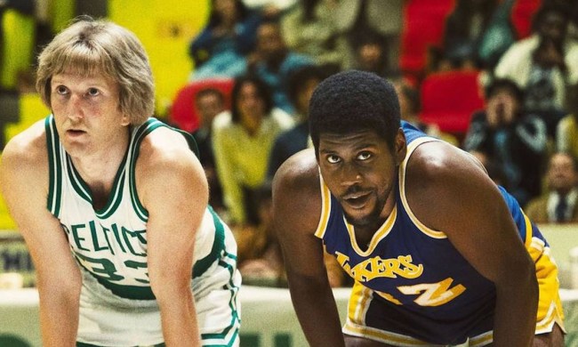 Sean Patrick Small as Larry Bird and Quincy Isaiah as Magic Johnson in Winning Time.