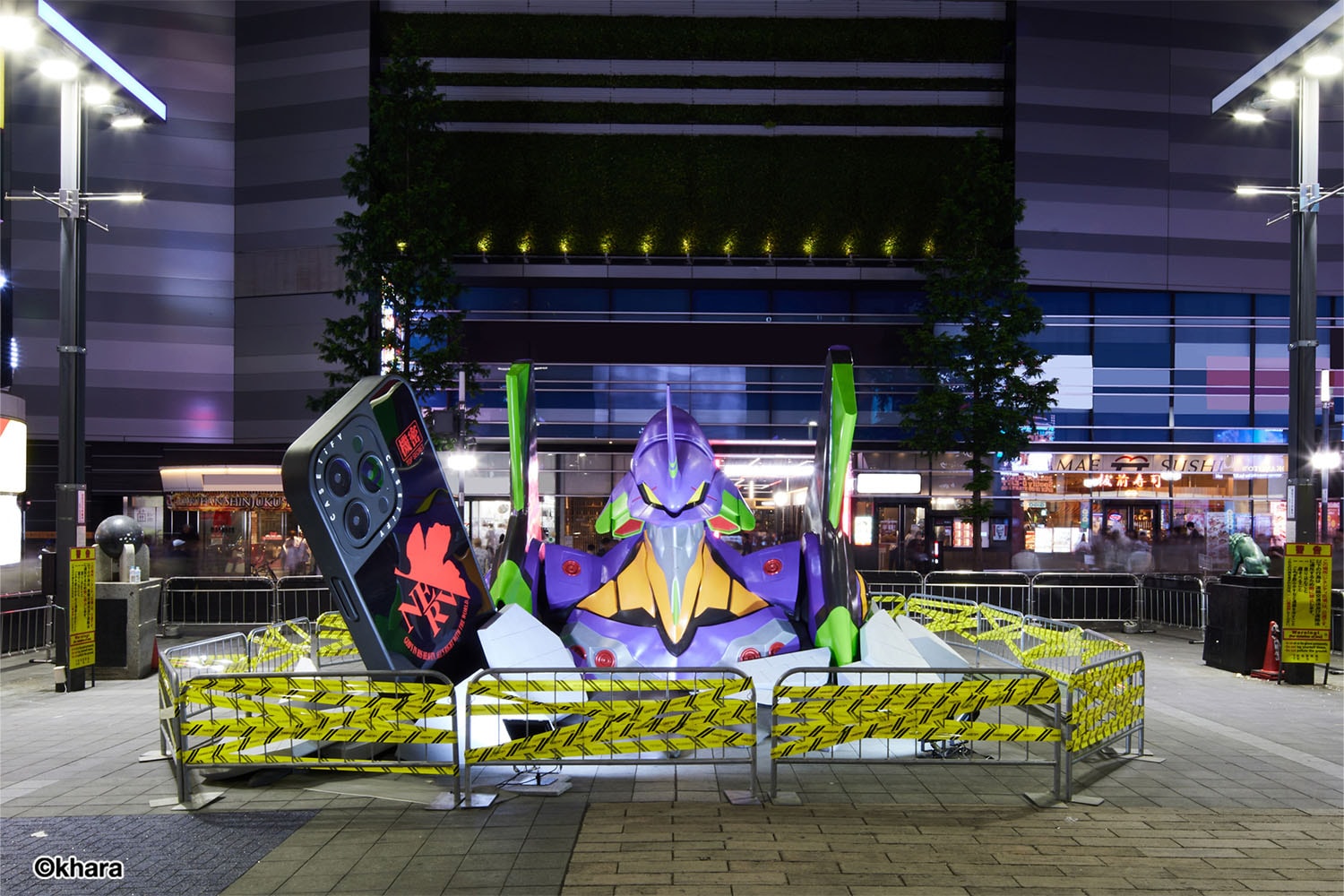 CASETiFY Evangelion display in Tokyo Shinjuku district in Japan.