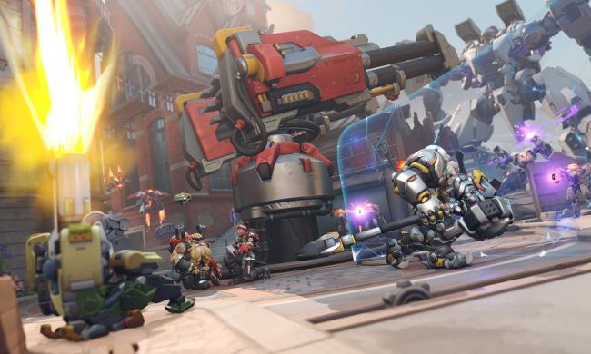 A giant turret in set up in Gothenburg in Overwatch 2's story missions.