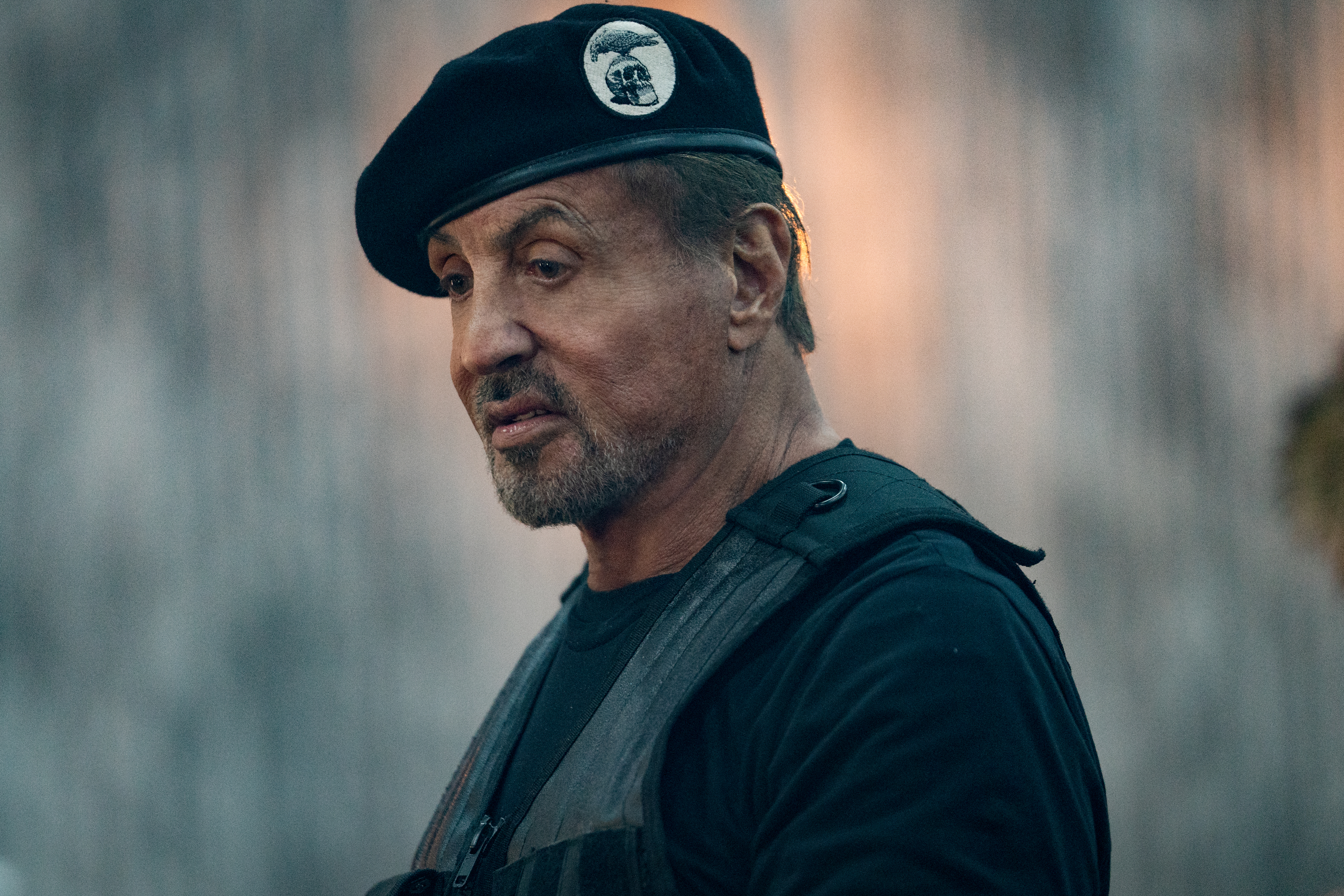 Sylvester Stallone wears a beret in Expend4bles.