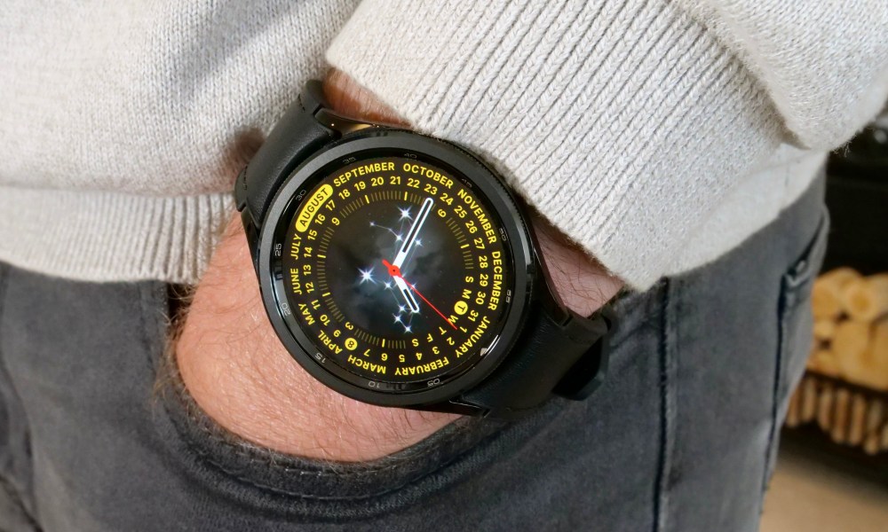 A person wearing the Samsung Galaxy Watch 6 Classic.