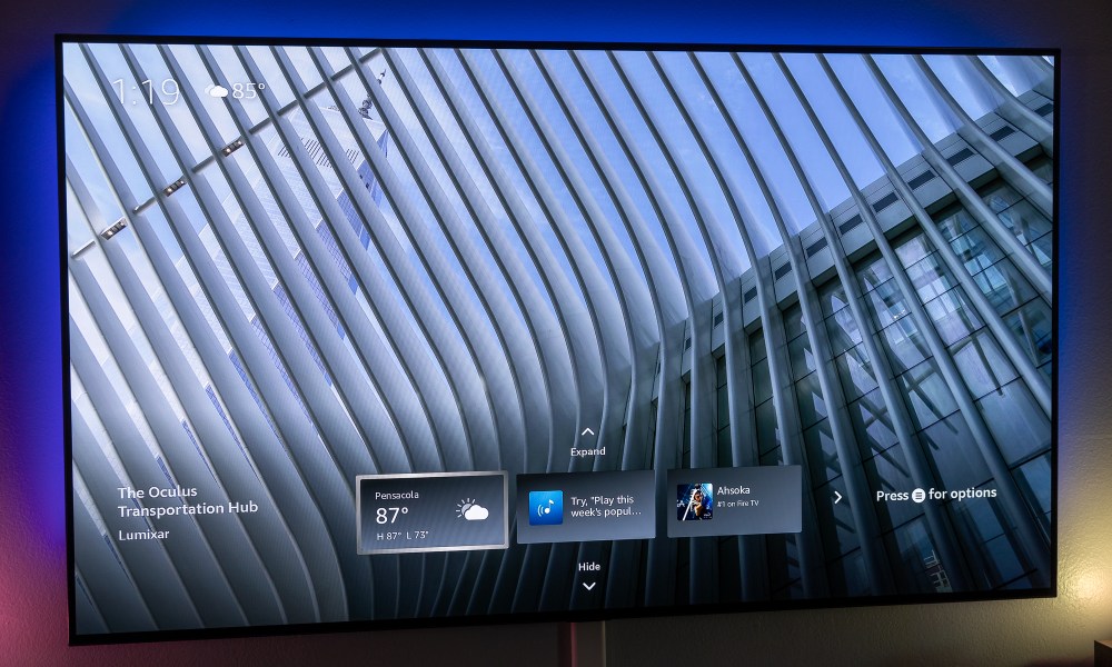The small widgets on the Amazon Fire TV Ambient Experience.