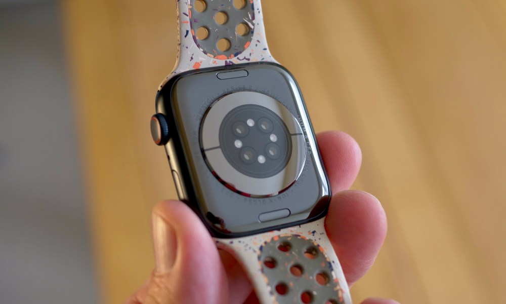 The Apple Watch Series 9's case back and sensors.