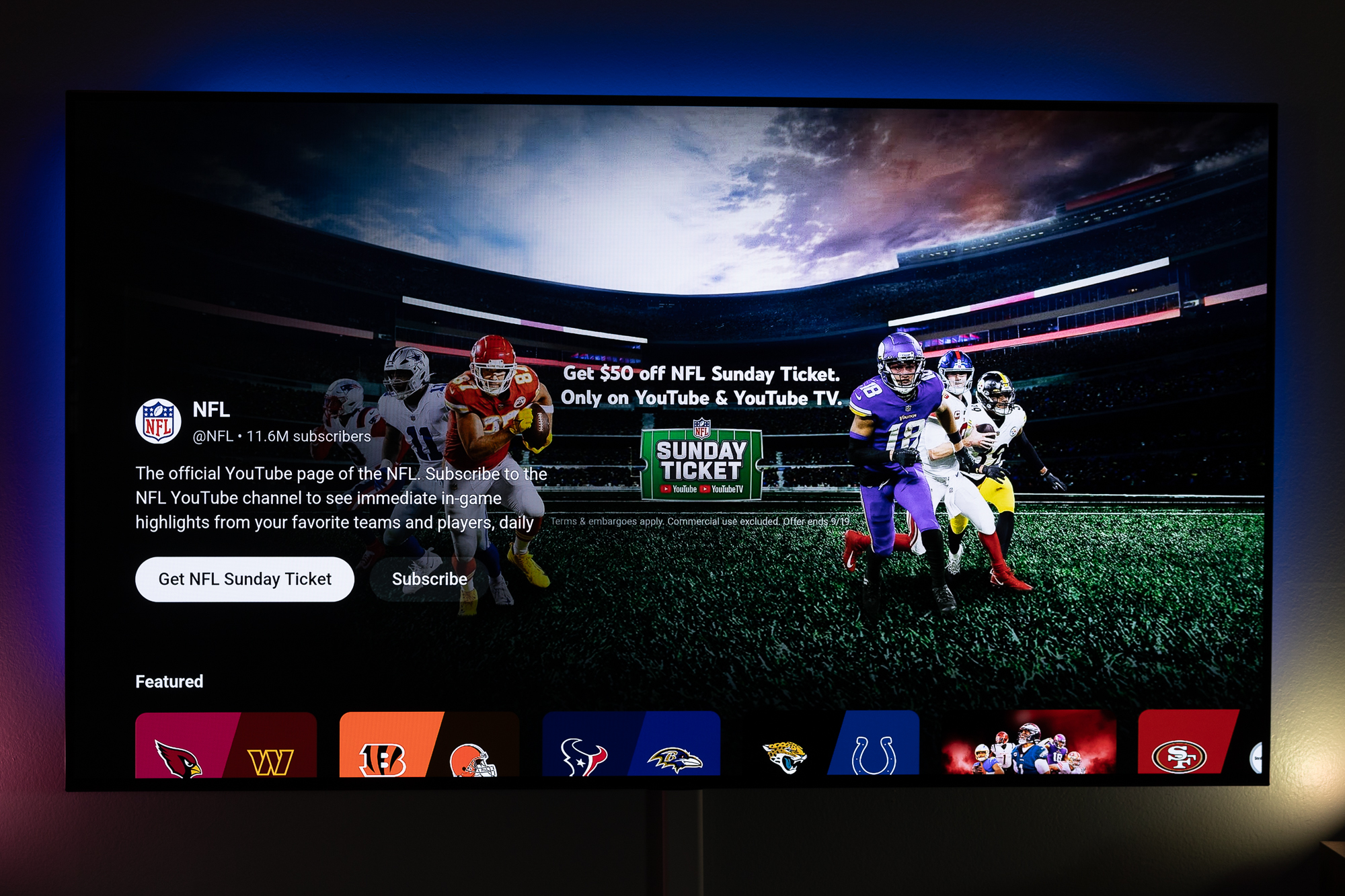 NFL Sunday Ticket on Google TV.