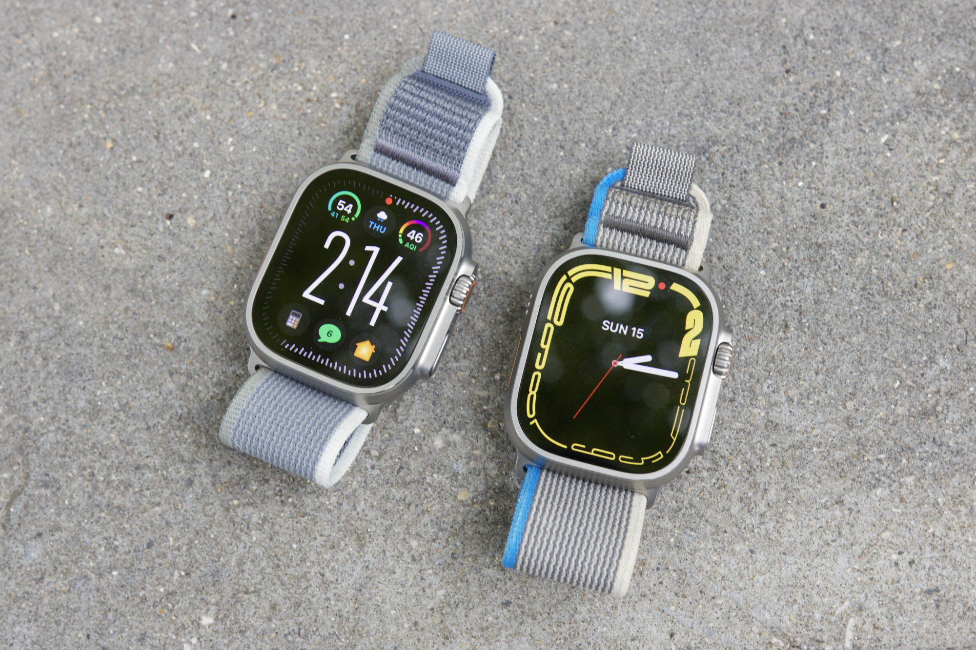 The Apple Watch Ultra 2 next to the original Apple Watch Ultra.