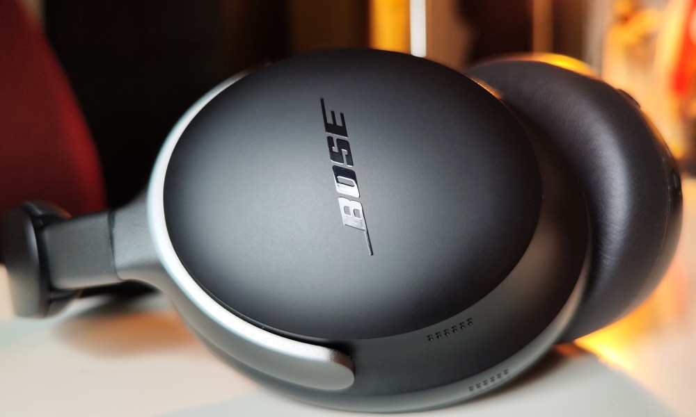 Bose QuietComfort Ultra Headphones: Earcup/logo close-up.