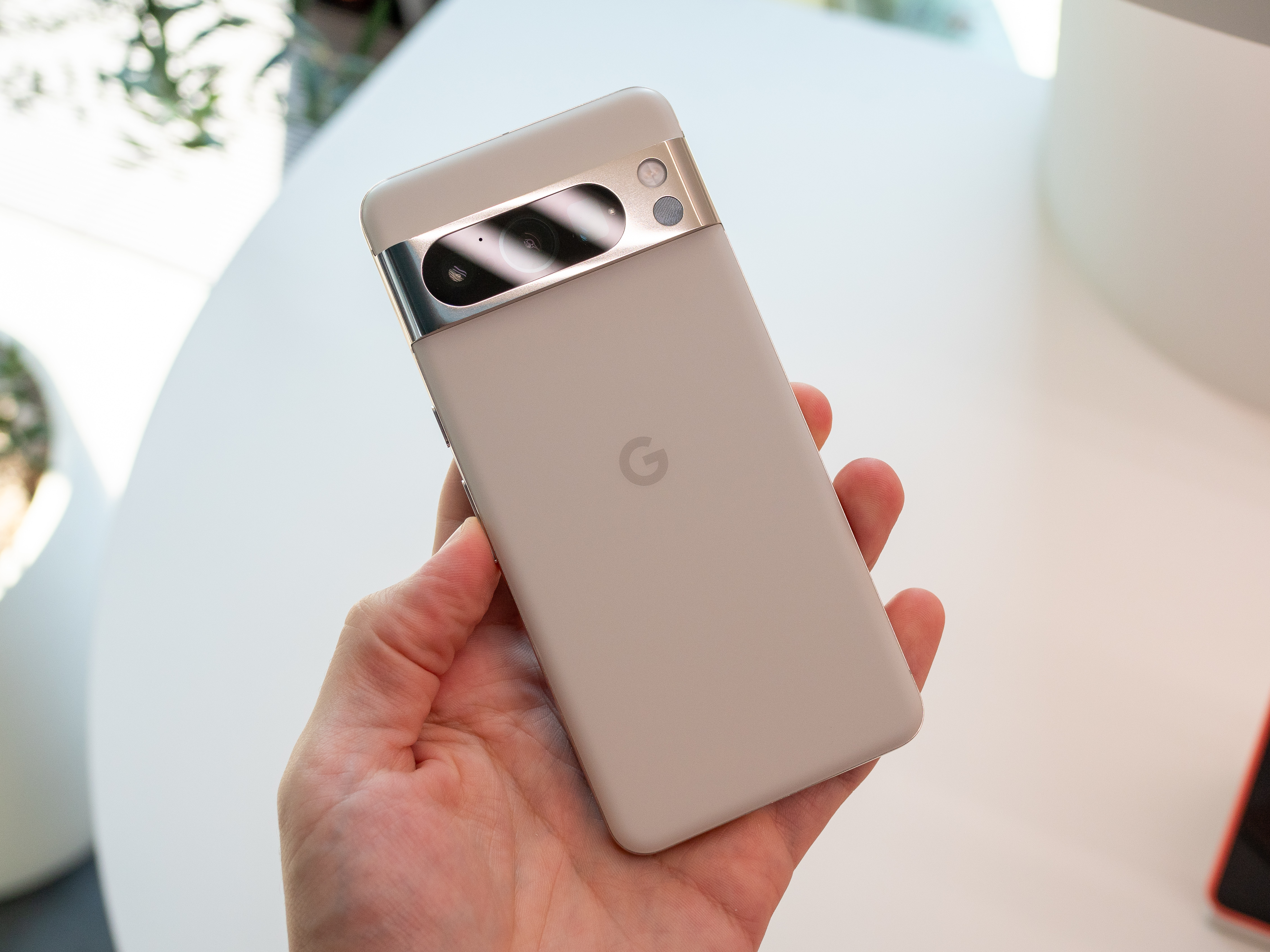 Google Pixel 8 pro in white.