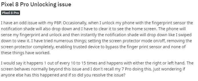 Pixel 8 series Reddit complaint 4.