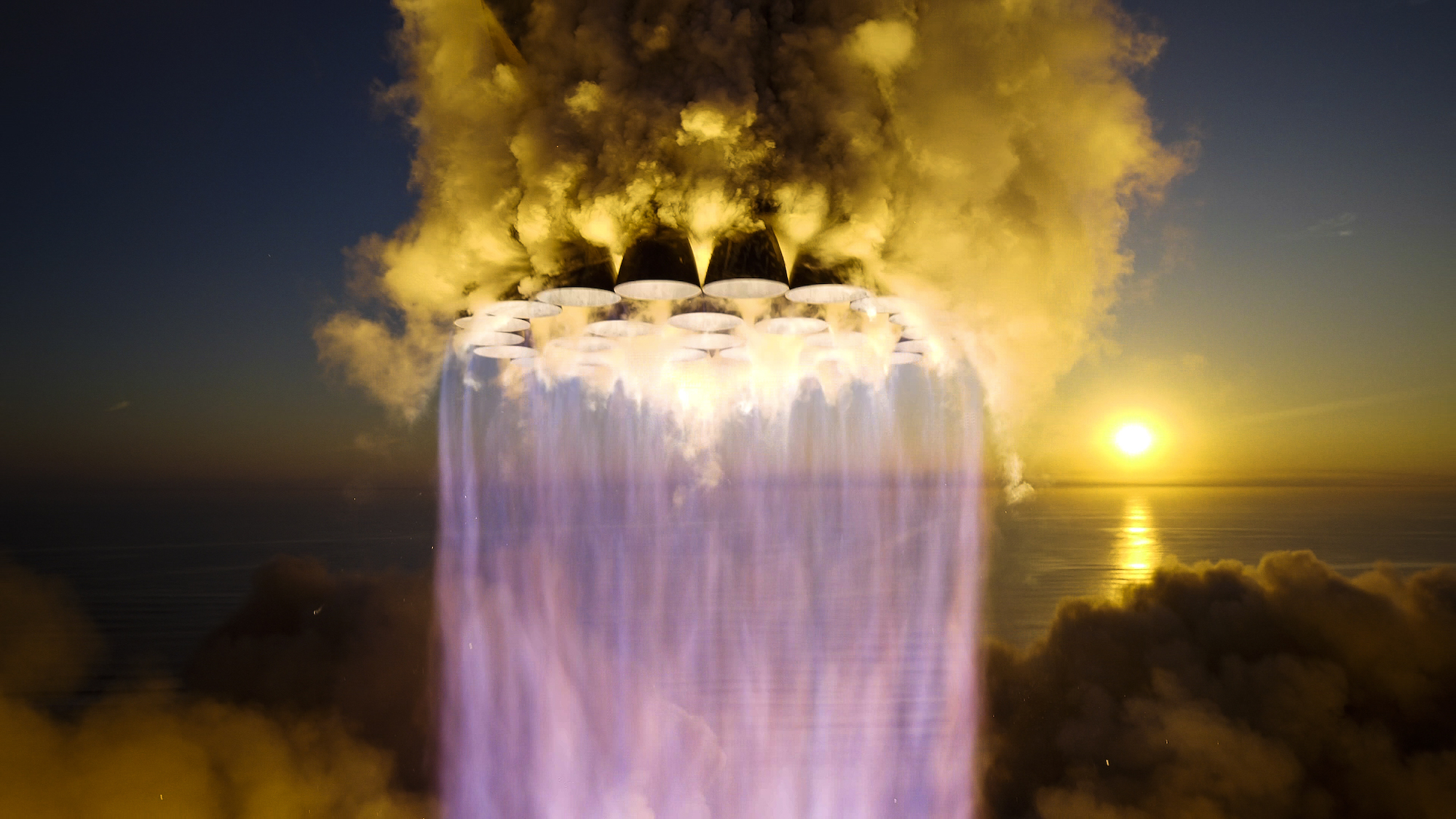 SpaceX's Starship rocket leaving the launchpad on Saturday.