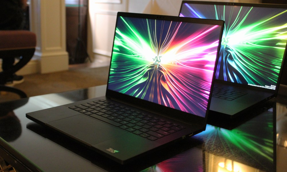 The Razer Blade 14 and 18 on a table.