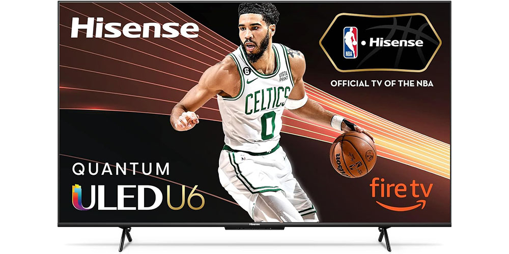 The Hisense 75-inch U6HF ULED 4K TV on a white background.