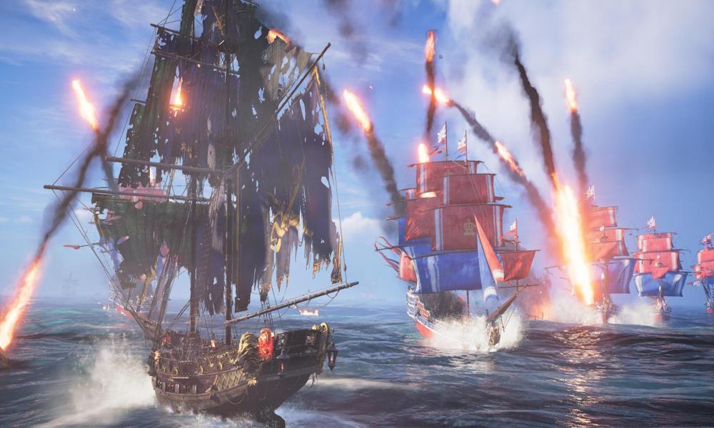 Two ships battle one another in Skull and Bones.