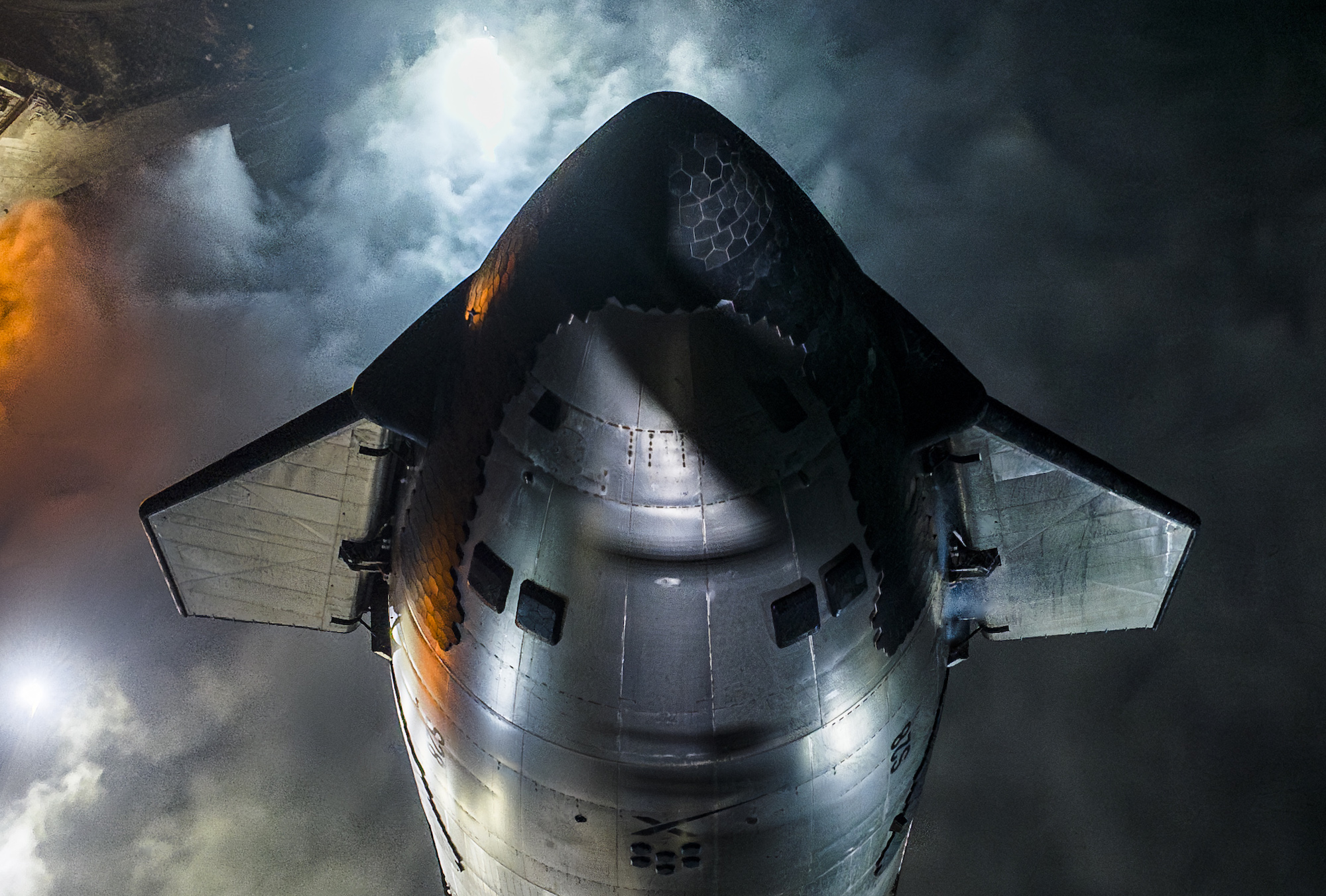 SpaceX's Starship spacecraft on the launchpad.