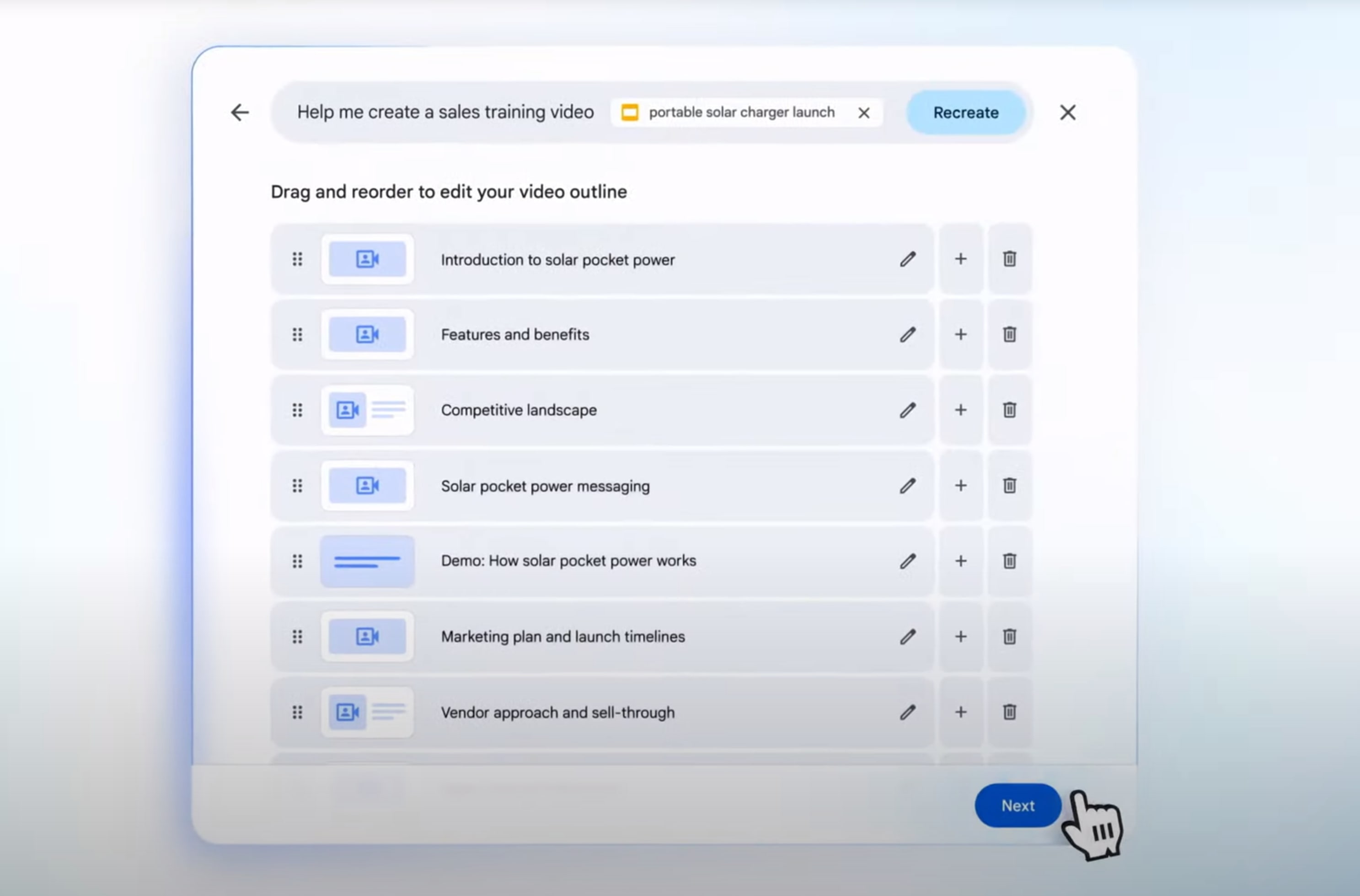 A screenshot of running Google Vids in Google Workspace