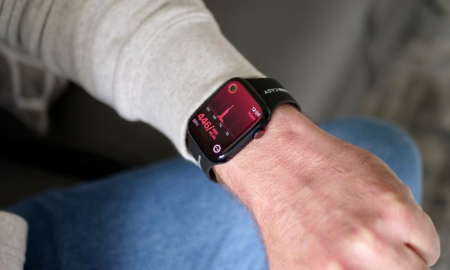 A person checking the fitness data on an Apple Watch Series 9.