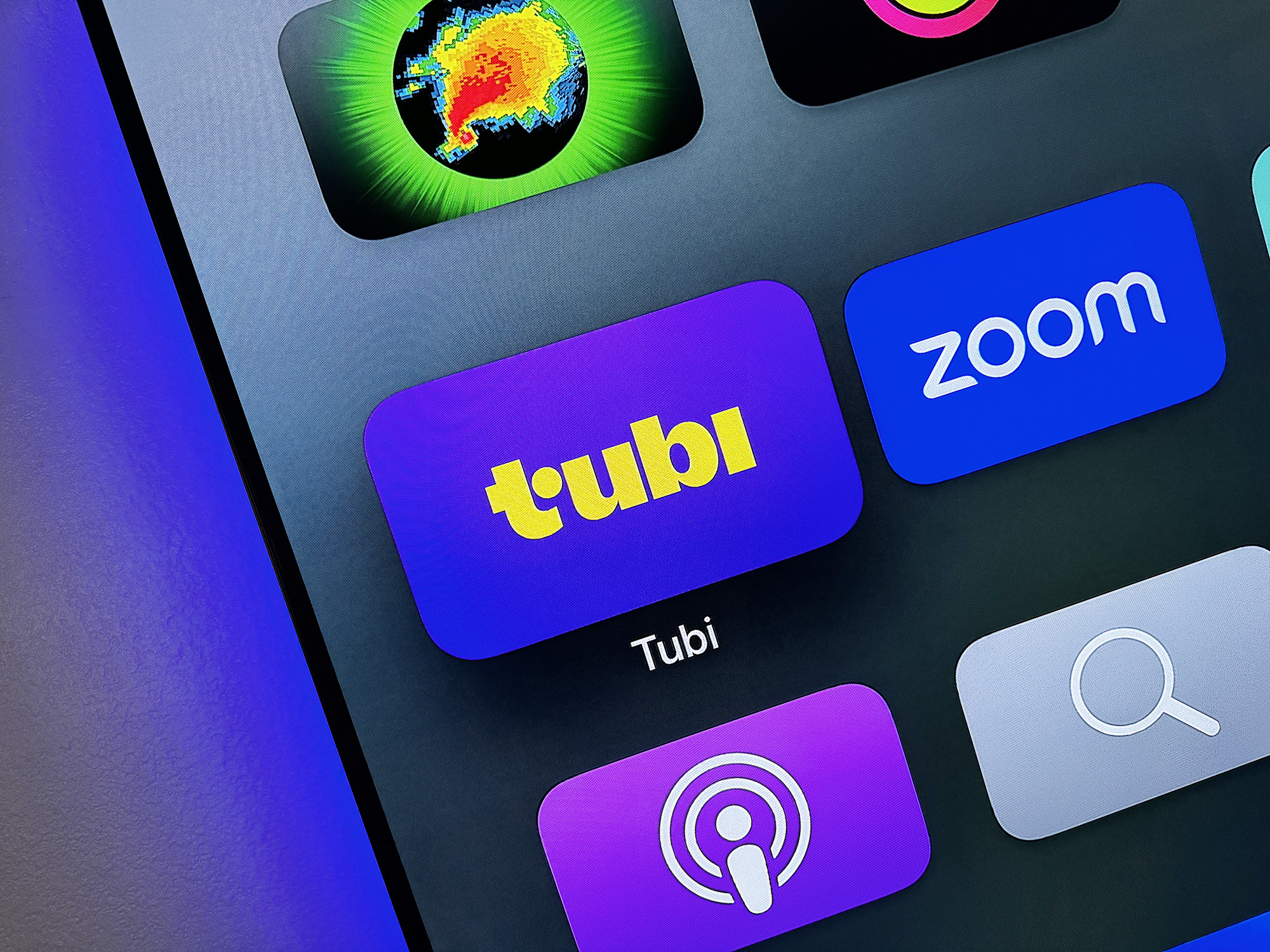 The Tubi app icon on Apple TV.