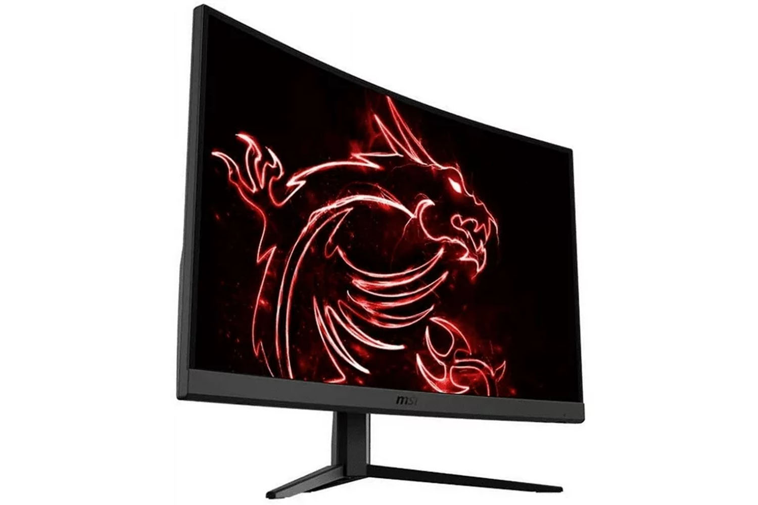 A MSI 31.5-inch curved gaming monitor at a side angle.