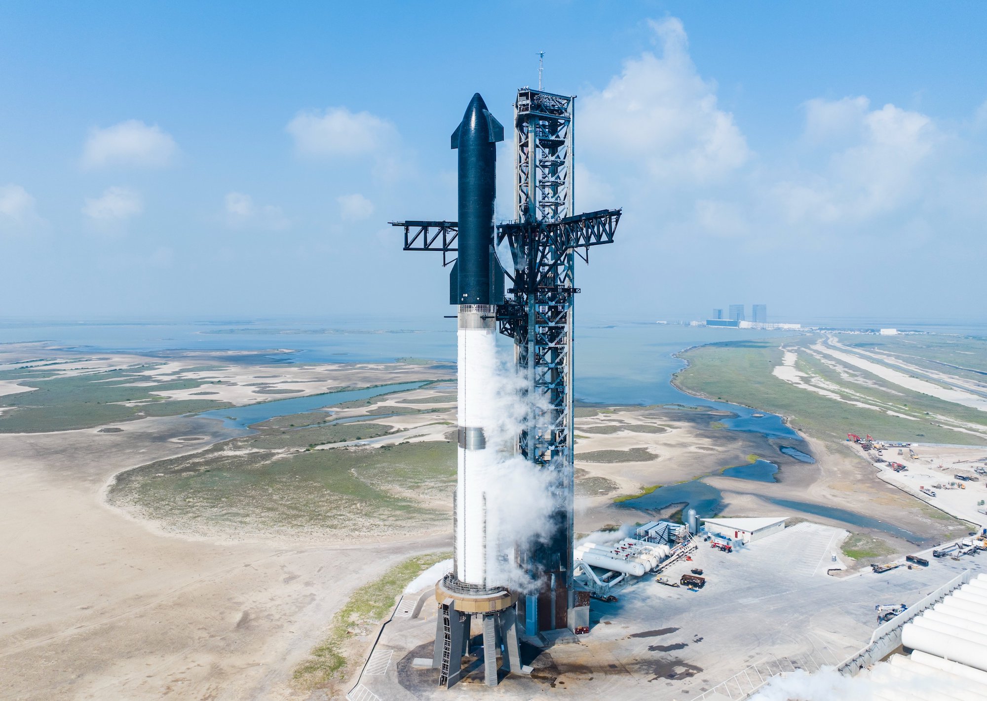 SpaceX's Starship rocket on the launchpad.