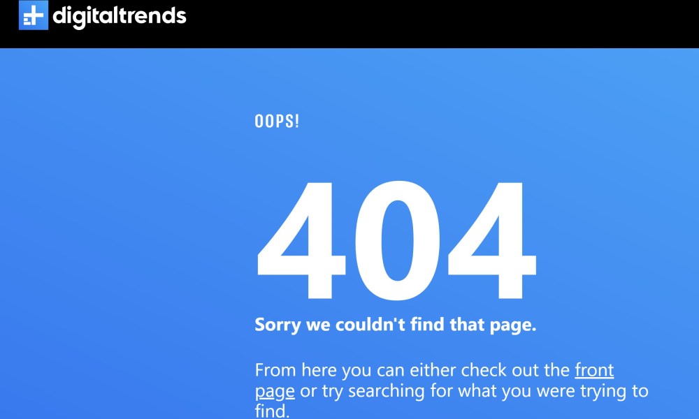 404 page not found error on Digital Trends.