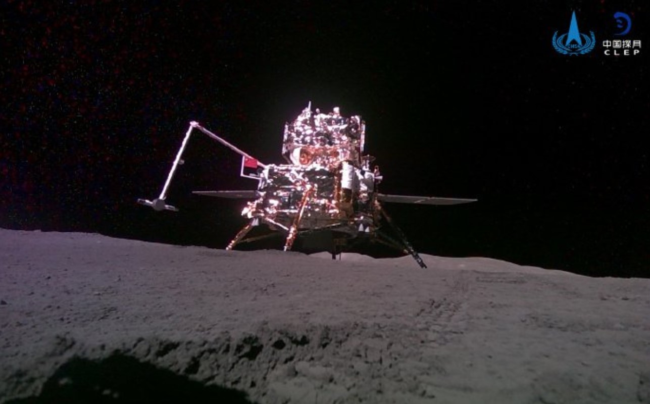 This image shows China's Chang'e 6 lander on the surface of the moon.