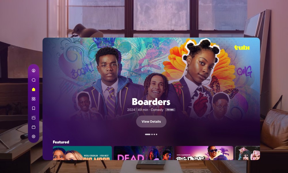 A press image of Tubi on Apple Vision Pro.