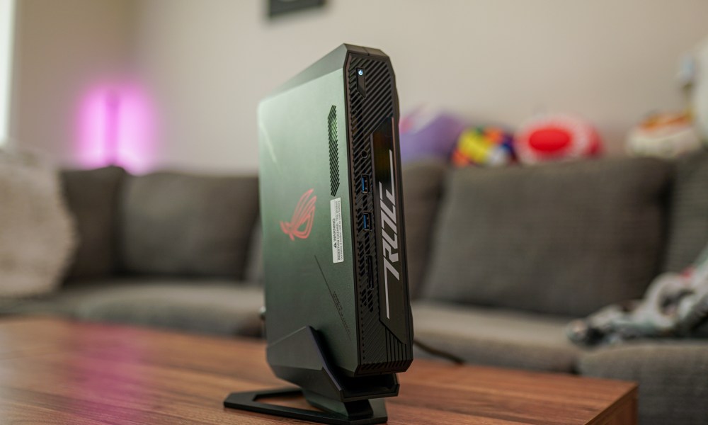 The Asus ROG NUC 970 sitting on a table.