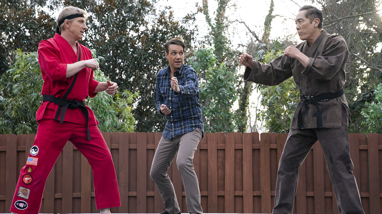 Daniel reffing a fight between Johnny and Chozen on Cobra Kai.