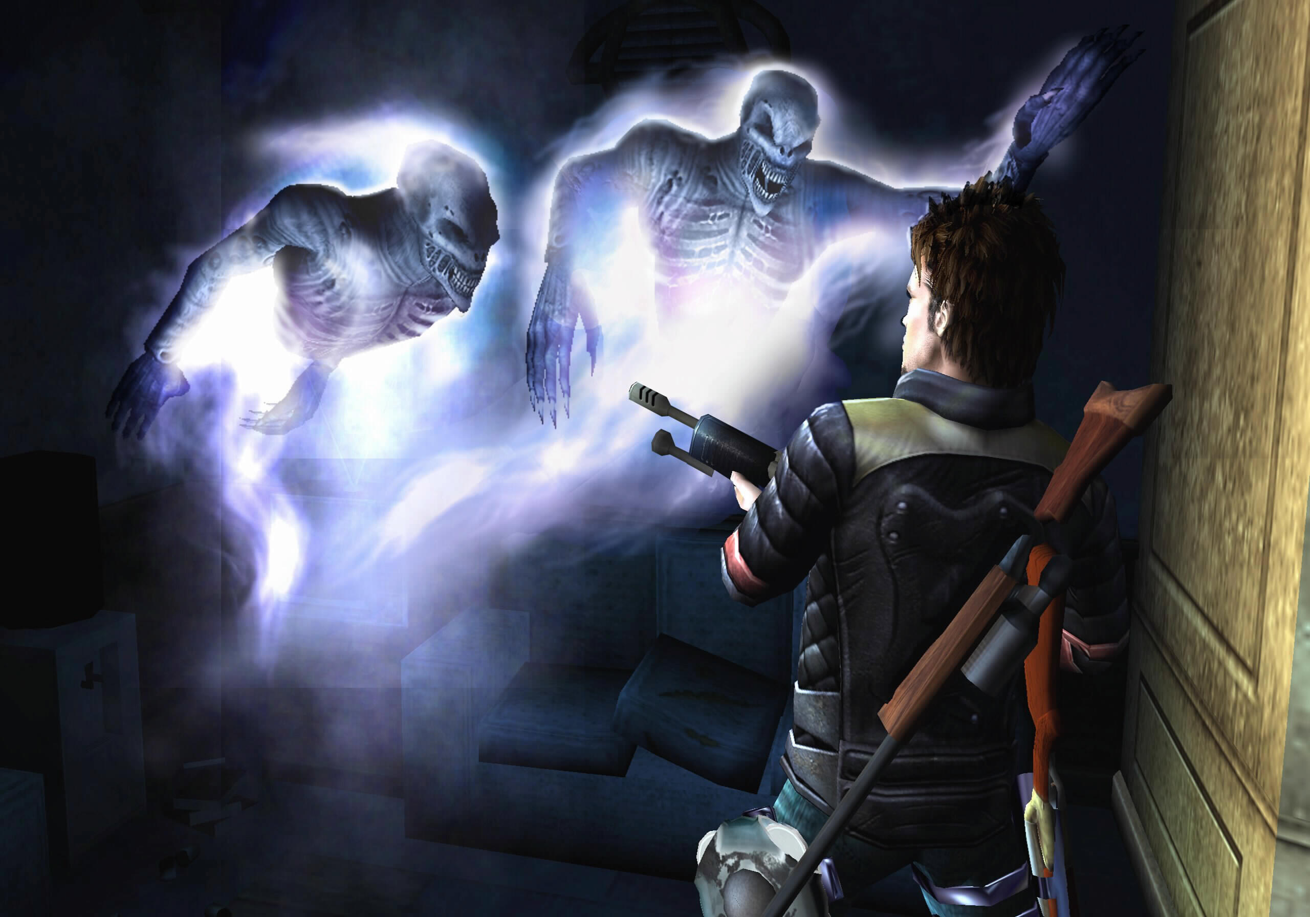 Ghosts attack a man in Ghosthunter.