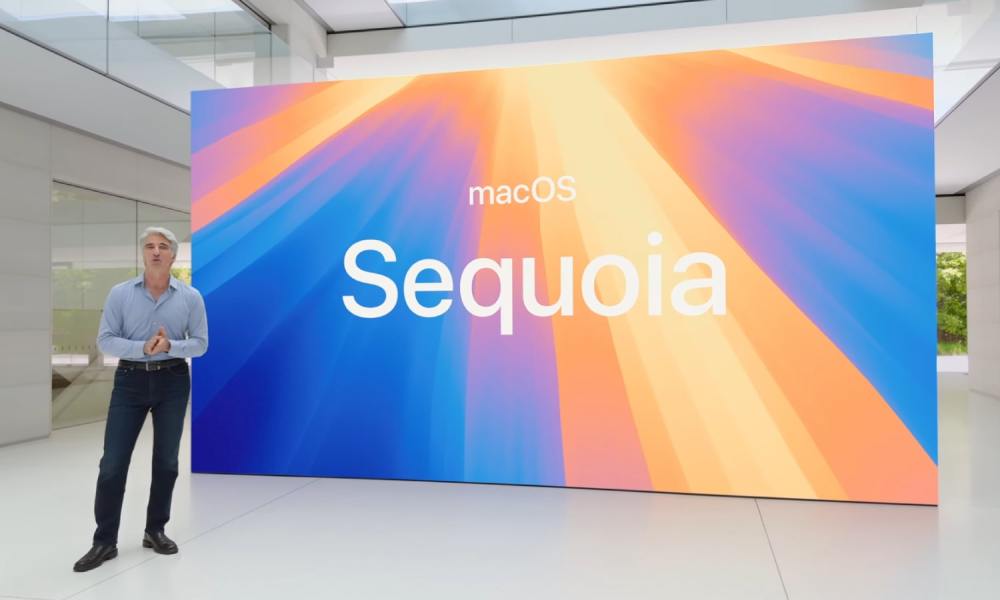 macOS Sequoia being introduced by Apple's Craig Federighi at the Worldwide Developers Conference (WWDC) 2024.