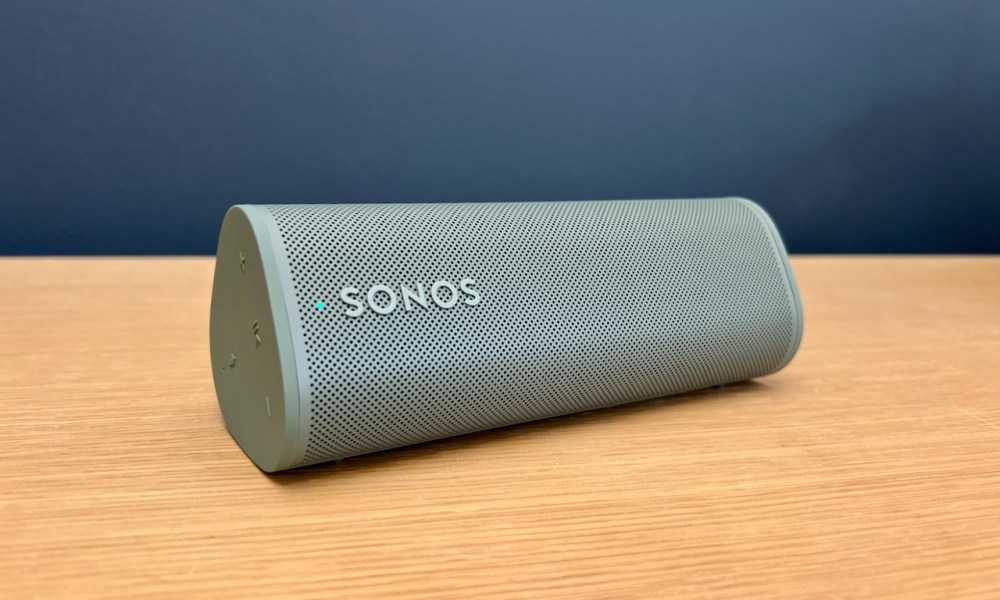 The Sonos Roam 2 laying horizontal on a table.