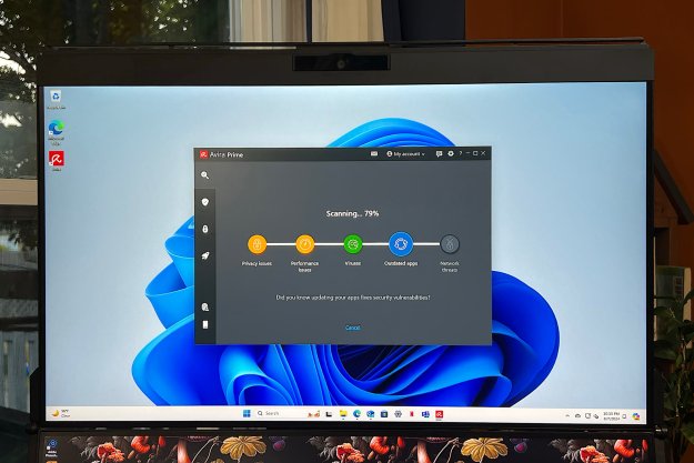 Avira Prime antivirus is shown on a PC monitor.