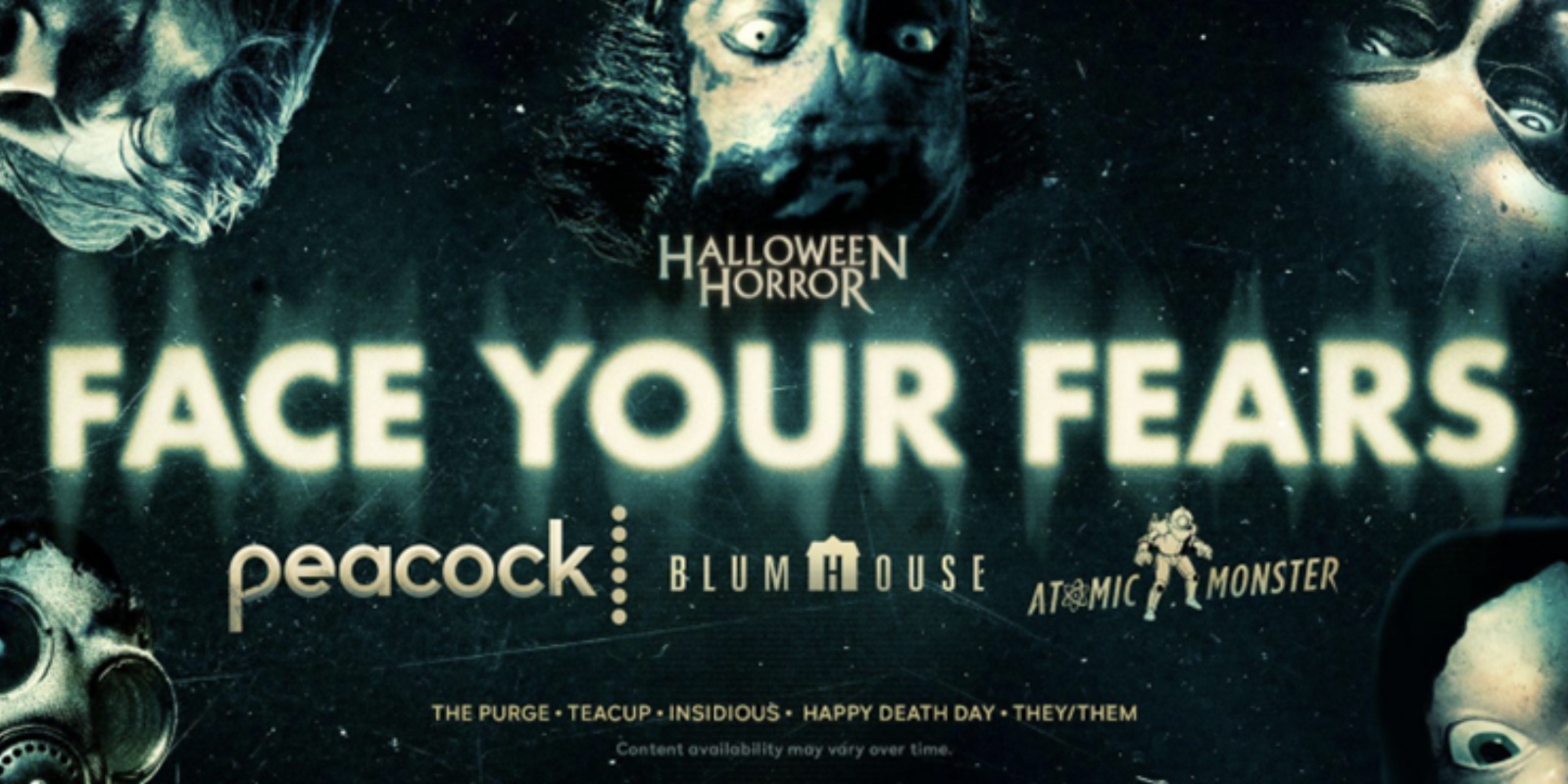 The logo for Face Your Fears on Peacock.