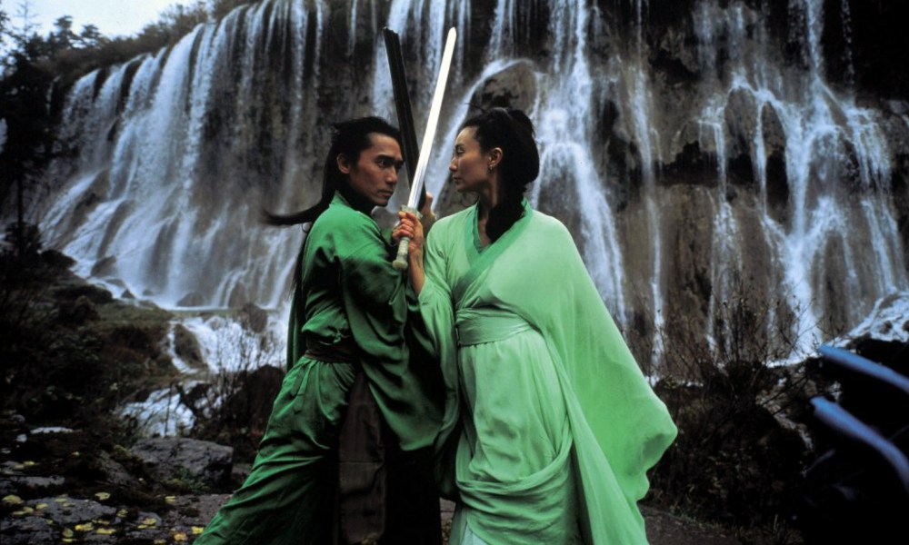 Tony Leung and Maggie Cheung cross swords in Hero.