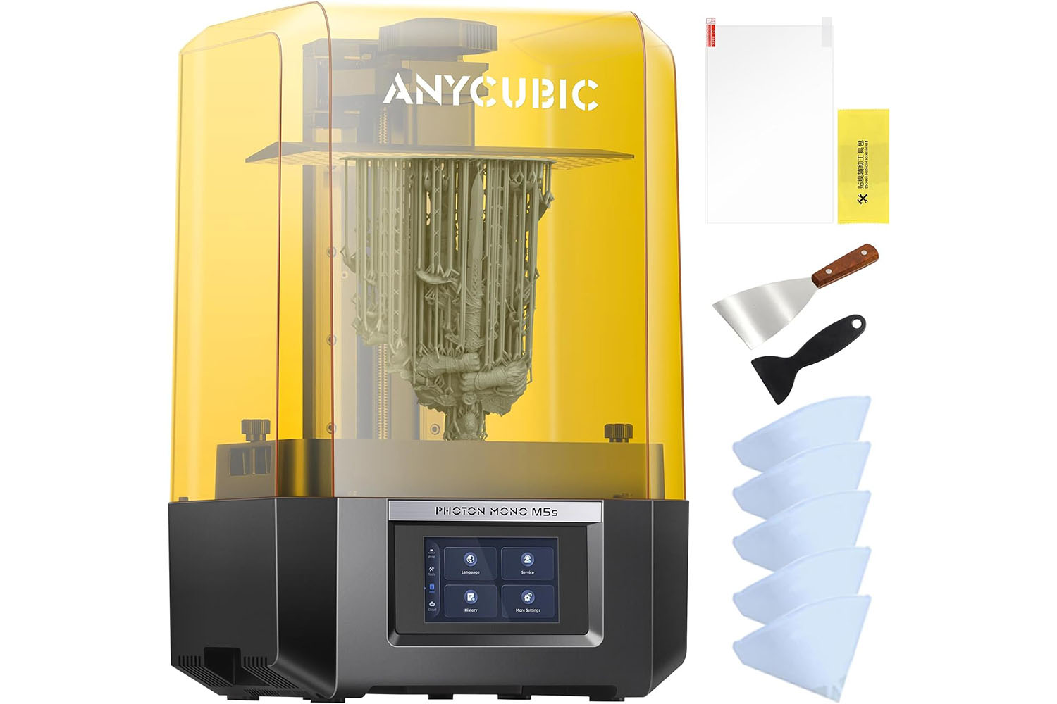 The Anycubic 12K Resin Photon Mono M5s 3D printer on a white background.