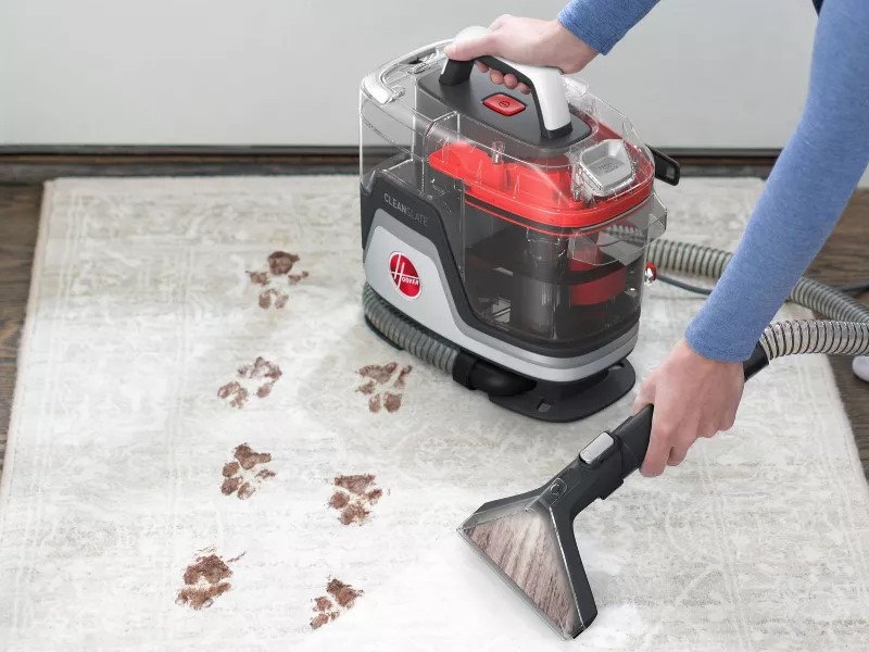 Hoover CleanSlate portable carpet cleaner in use