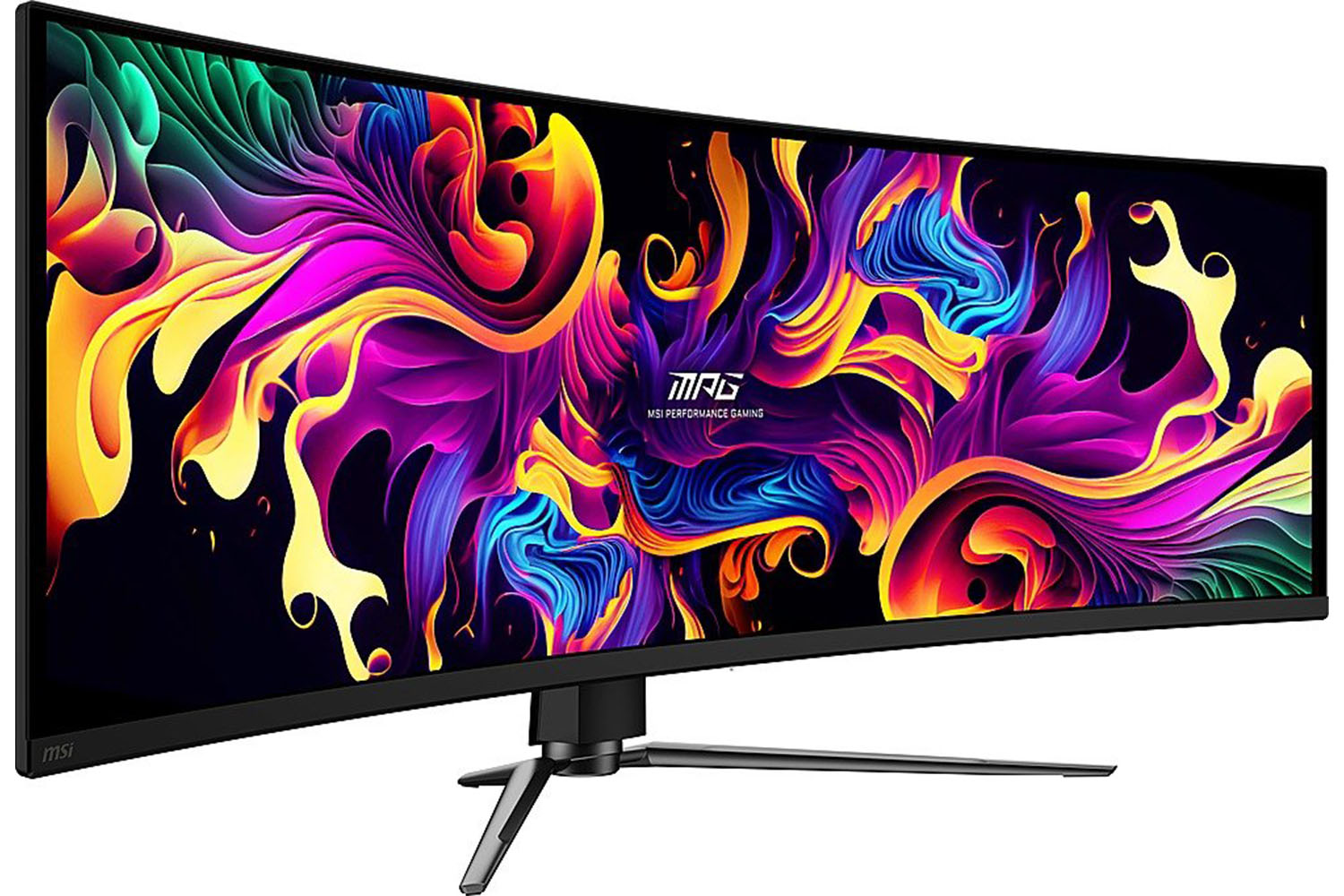 The MSI 49-inch QD-OLED Curved Gaming Monitor on a white background.