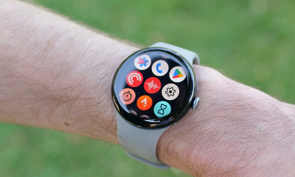 Someone wearing the Google Pixel Watch 3, showing the app drawer.