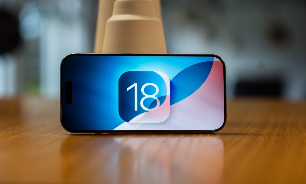 iOS 18 logo on the iPhone 16 Pro