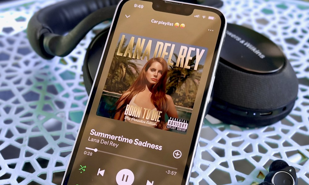 The Spotify app on an iPhone with Lana Del Ray playing.