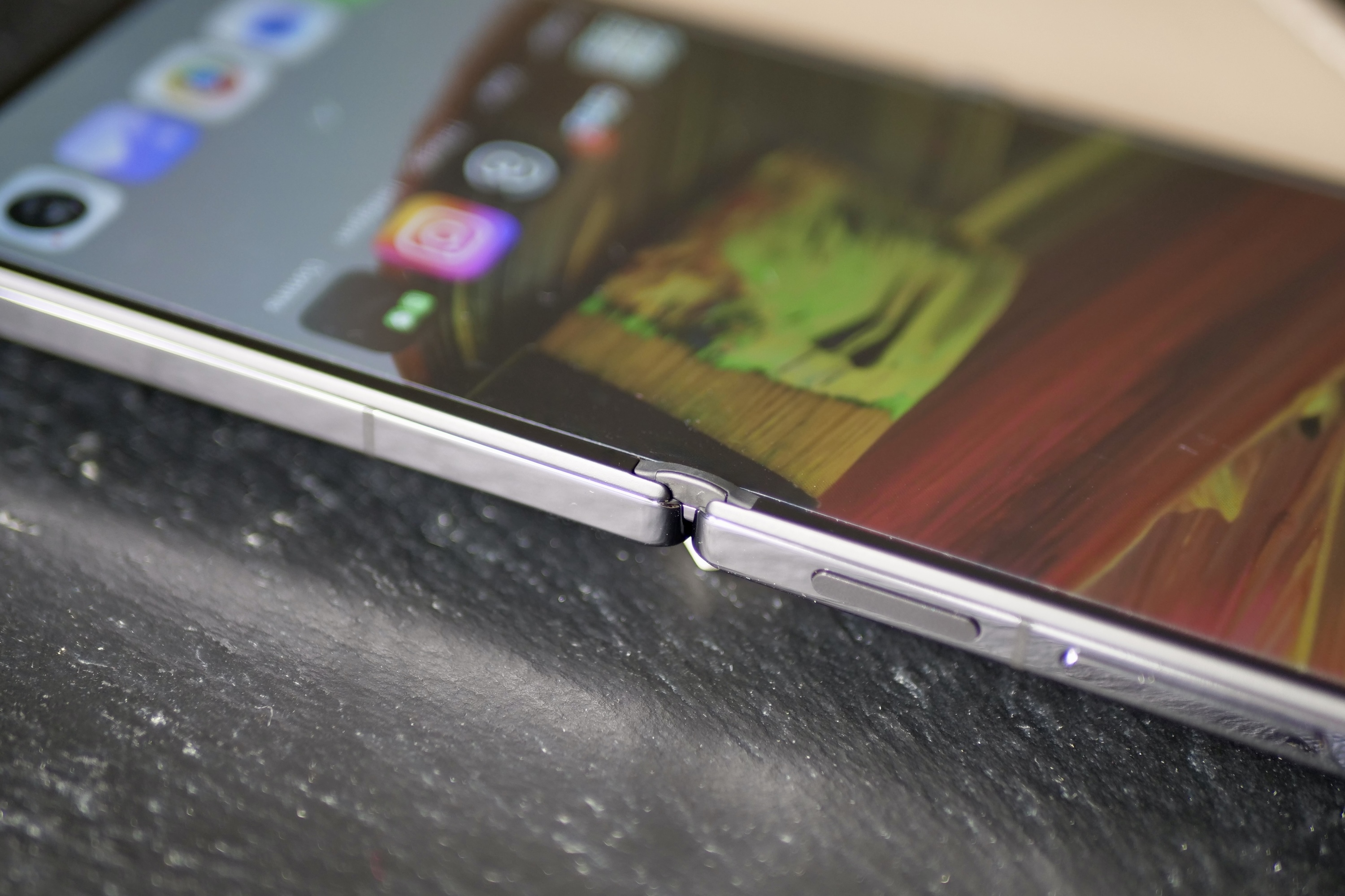 The open Xiaomi Mix Flip's hinge.