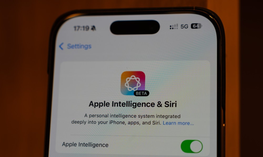 Apple Intelligence & Siri screen on an iPhone 16 Pro