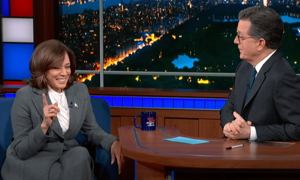 Kamala Harris on Stephen Colbert.