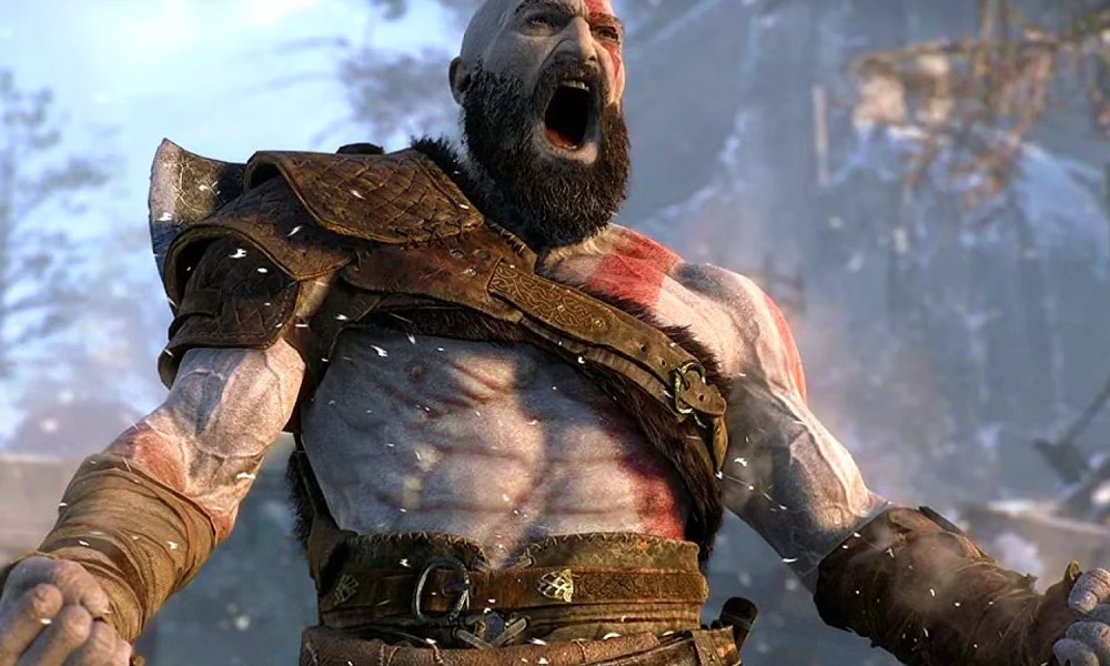 Kratos yells in God of War Ragnarök.