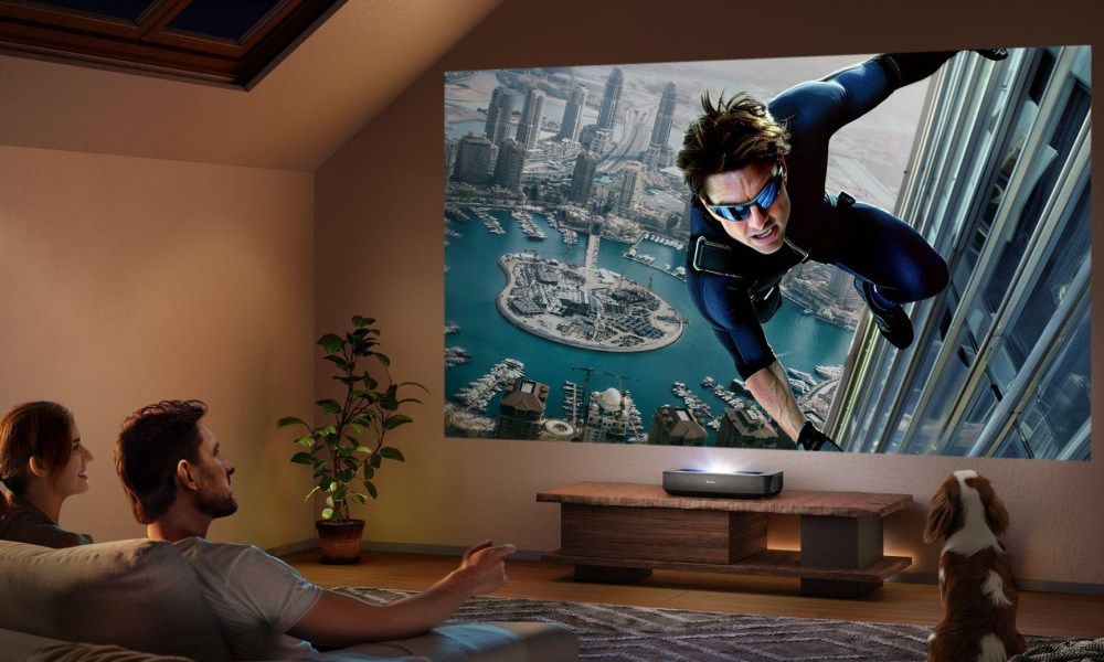 The Hisense PL2 ultra short throw projector.